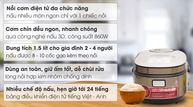 Ảnh Nồi cơm điện tử Sunhouse Mama 1.5 lít SHD8915