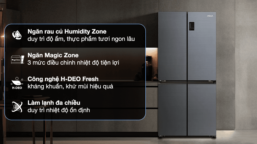 Ảnh Tủ lạnh Aqua Inverter 469 lít Multi Door AQR-M536XA(SL)