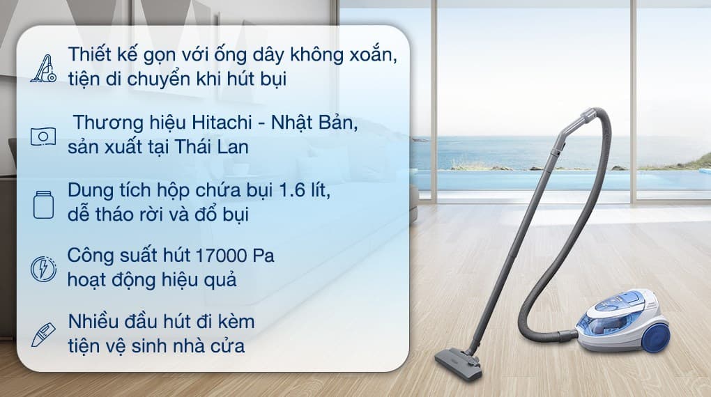 Ảnh Máy hút bụi dạng hộp Hitachi CV-SH18E BL