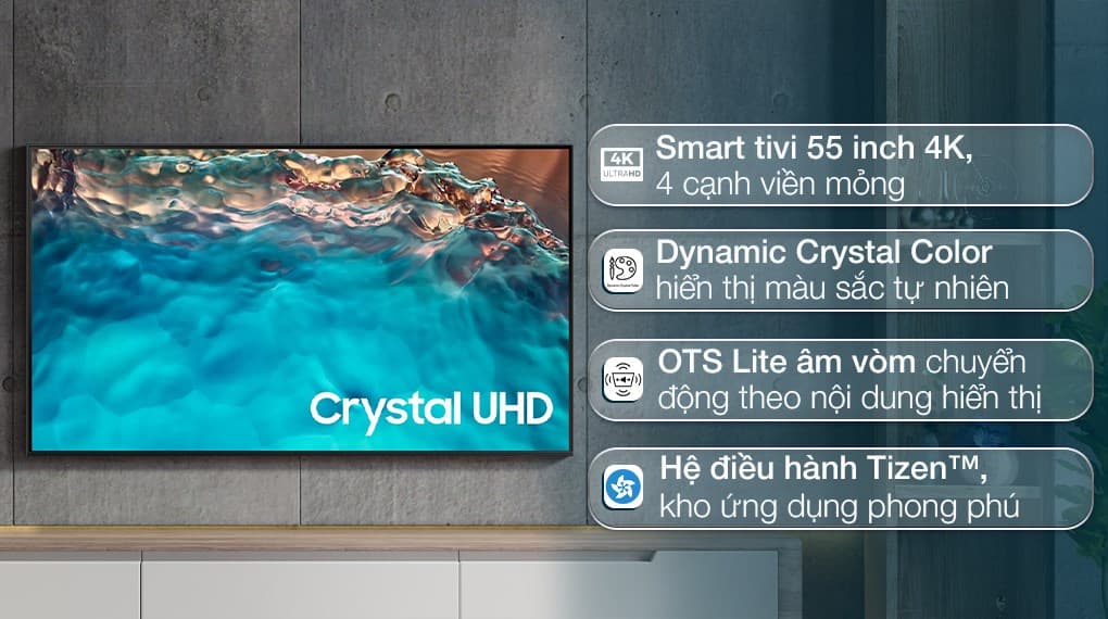Ảnh Smart Tivi Samsung 4K Crystal UHD 55 inch UA55BU8000