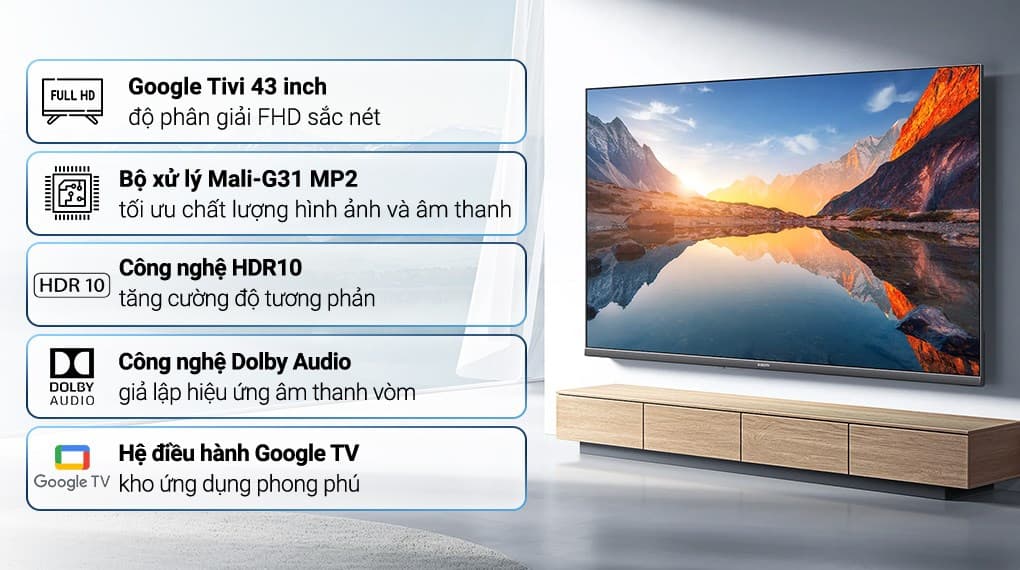 Ảnh Google Tivi Xiaomi A 43 inch L43MA-AFSEA 2025