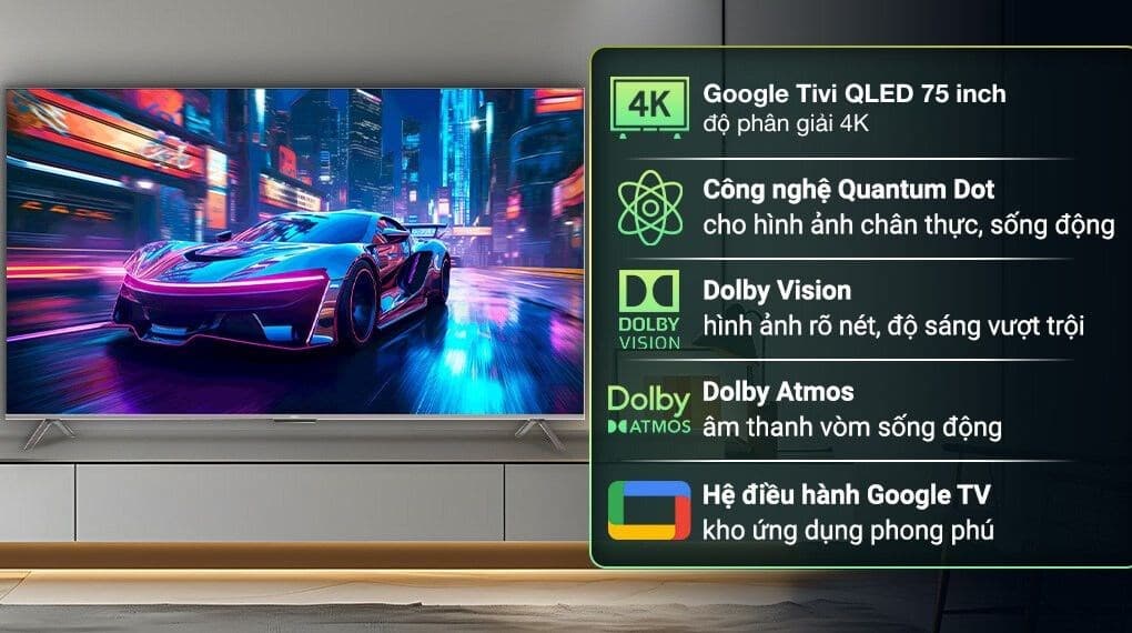 Ảnh Google Tivi QLED Aqua 4K 75 inch AQT75S800UX