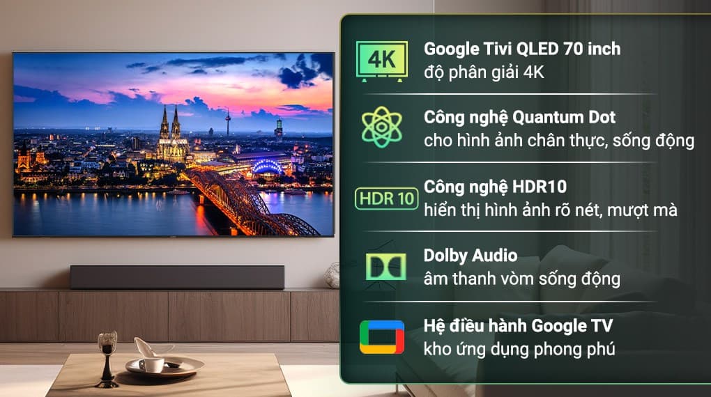 Ảnh Google Tivi QLED Aqua 4K 70 inch AQT70K800UX