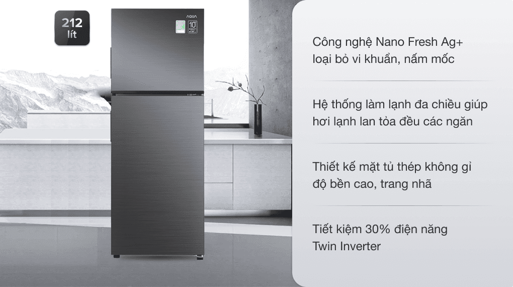 Ảnh Tủ lạnh Aqua Inverter 212 lít AQR-T239FA(HB)