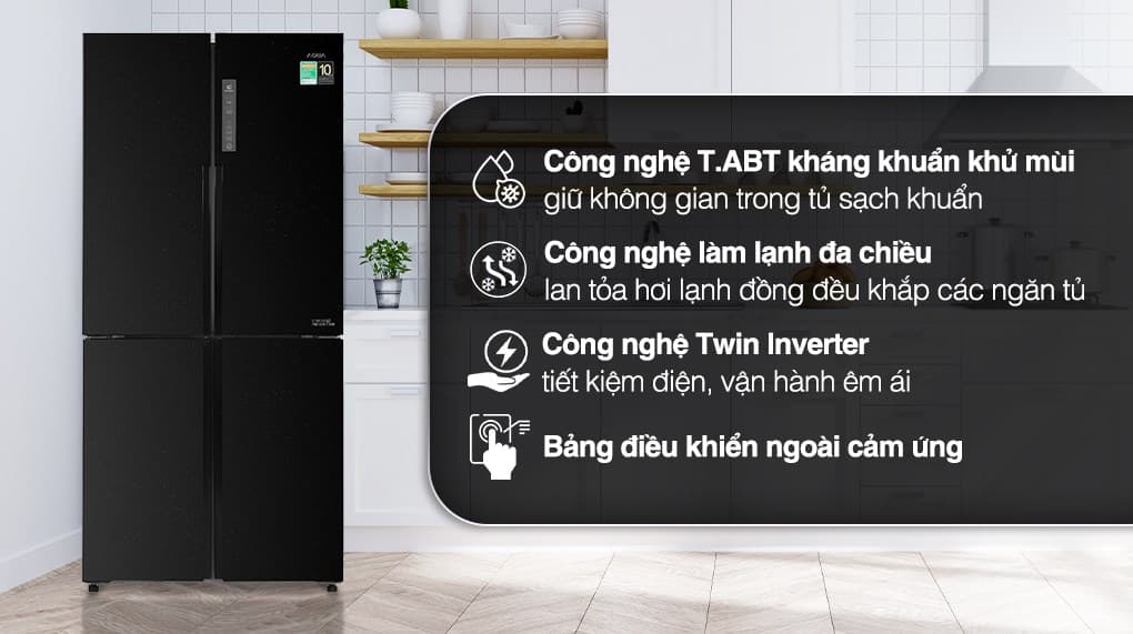 Ảnh Tủ lạnh Aqua Inverter 456 lít Multi Door AQR-M525XA(FB)