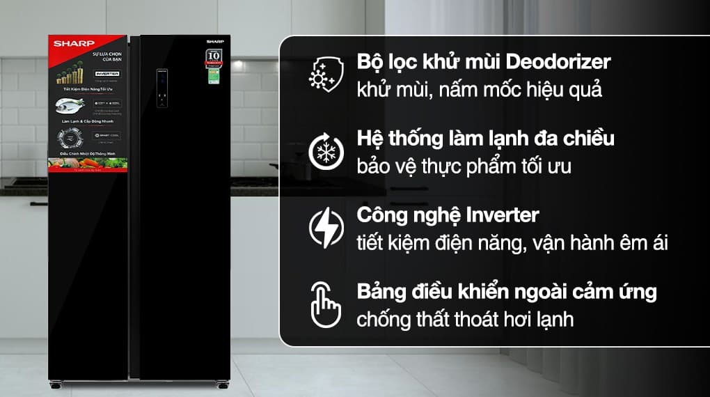 Ảnh Tủ lạnh Sharp Inverter 532 lít Side By Side SJ-SBX530VG-BK