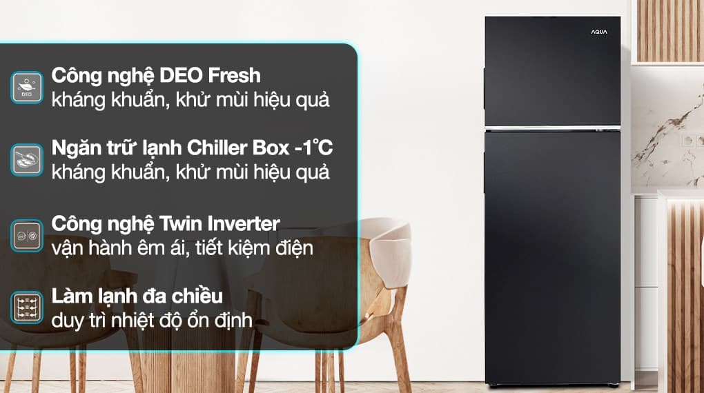 Ảnh Tủ lạnh Aqua Inverter 236 lít AQR-T260FA(FB)