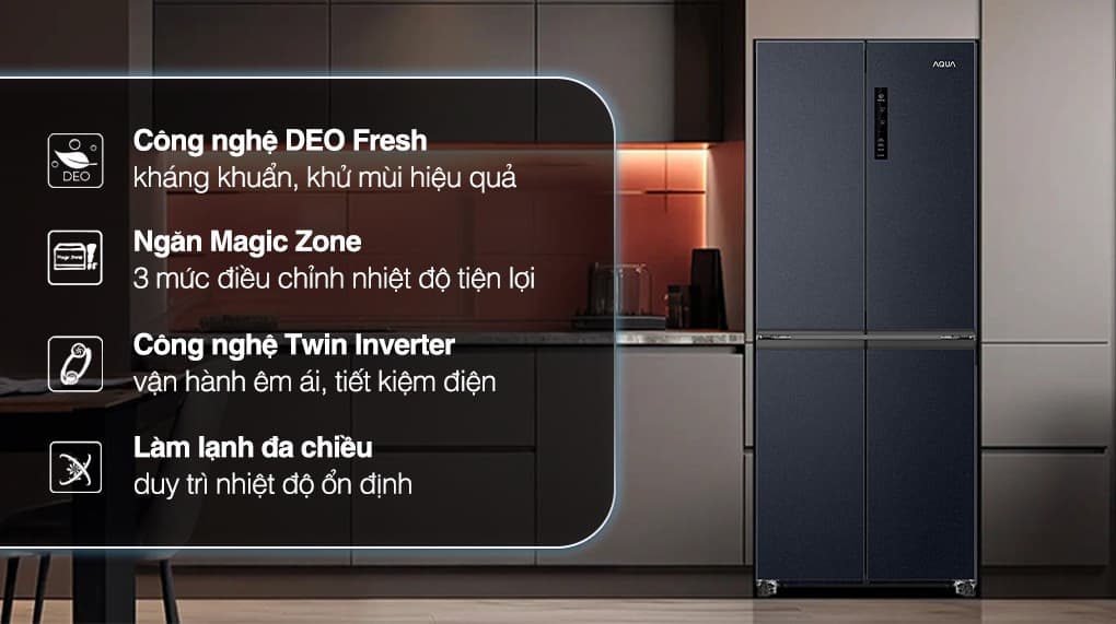 Ảnh Tủ lạnh Aqua Inverter 410 lít Multi Door AQR-M466XA(CBC)