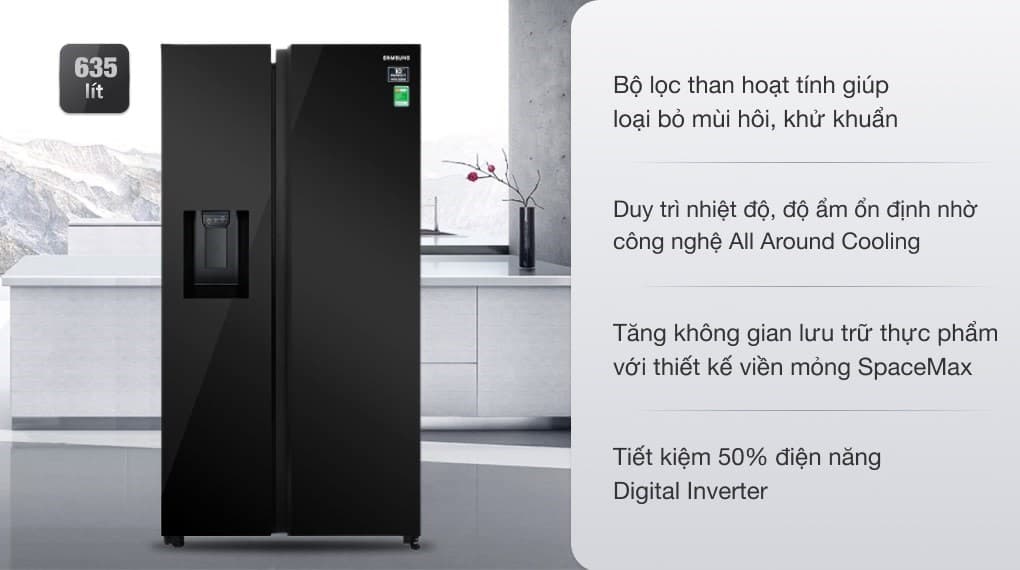 Ảnh Tủ lạnh Samsung Inverter 635 lít Side By Side RS64R53012C/SV