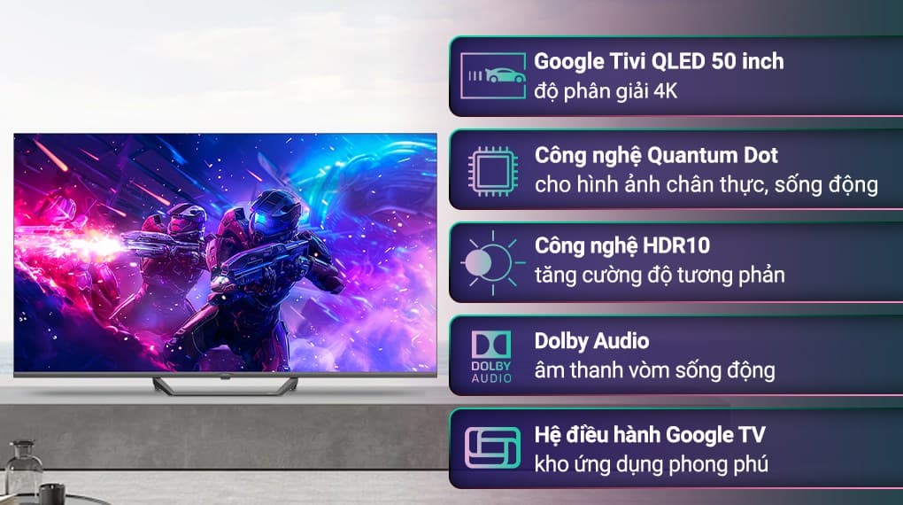 Ảnh Google Tivi QLED Aqua 4K 50 inch AQT50S80EUX