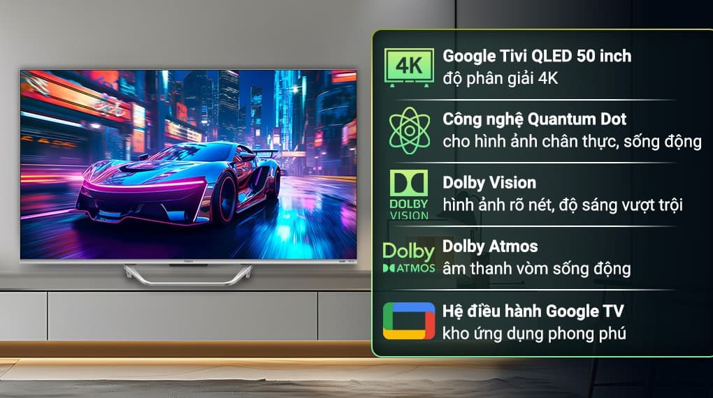 Ảnh Google Tivi QLED Aqua 4K 50 inch AQT50S800UX