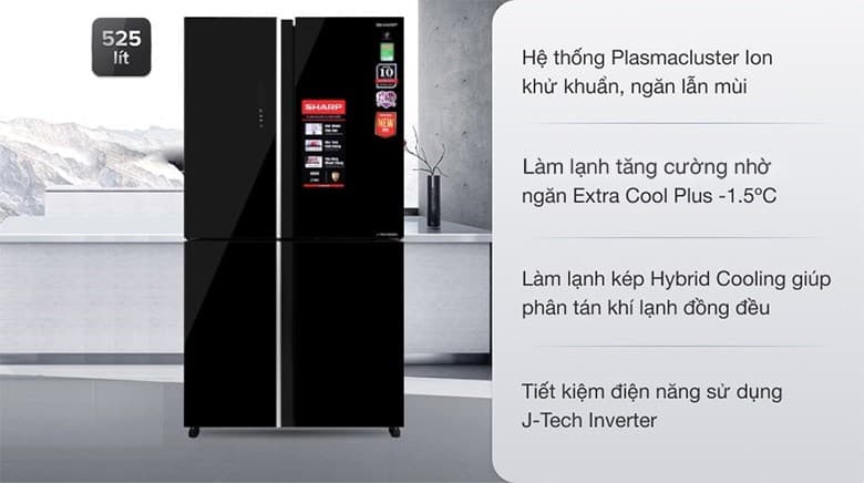 Ảnh Tủ lạnh Sharp Inverter 525 lít Multi Door SJ-FXP600VG-BK