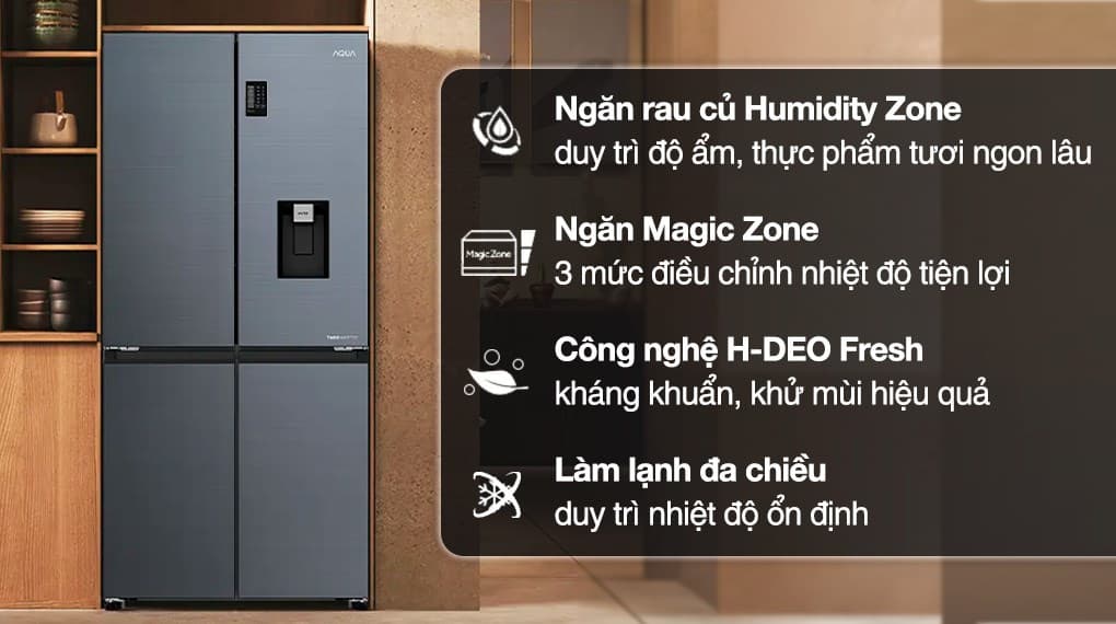 Ảnh Tủ lạnh Aqua Inverter 469 lít Multi Door AQR-M536XA(WSL)