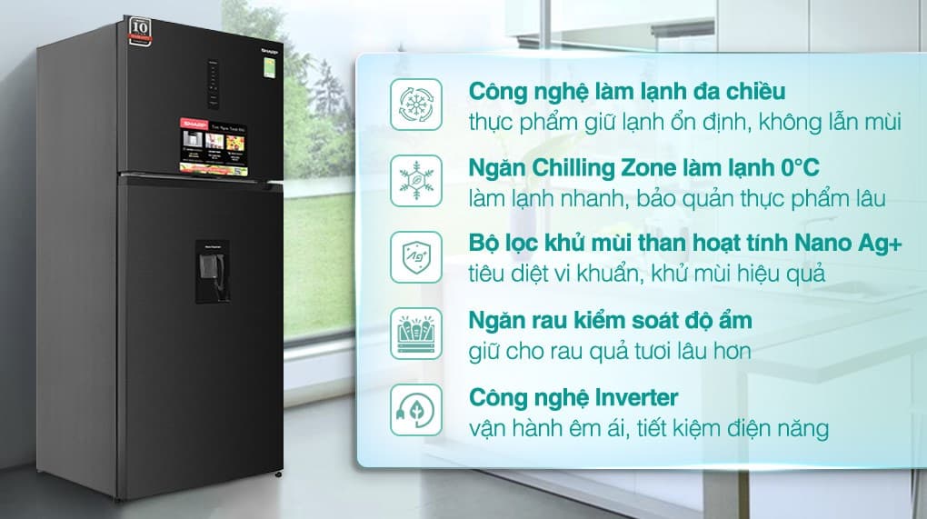 Ảnh Tủ lạnh Sharp Inverter 417 lít SJ-X417WD-DG
