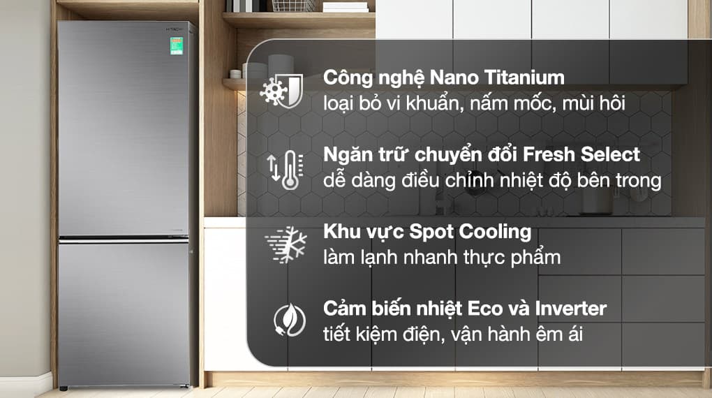 Ảnh Tủ lạnh Hitachi Inverter 275 lít R-B330PGV8 BSL