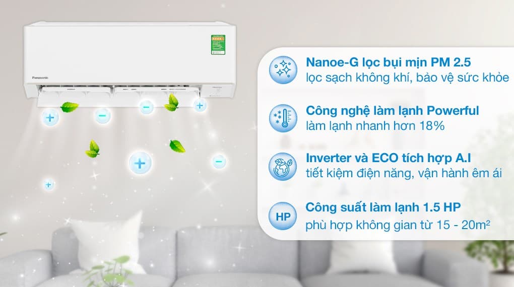 Ảnh Máy lạnh 2 chiều Panasonic Inverter 1.5 HP CU/CS-YZ12AKH-8