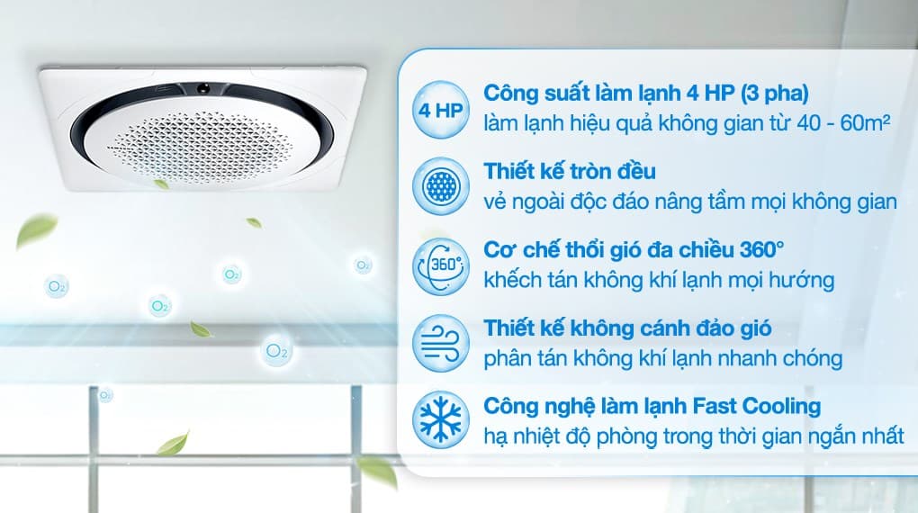 Ảnh Máy lạnh âm trần Cassette 360 độ Samsung Inverter 4 HP AC120TN4PKC/EA 3 Pha