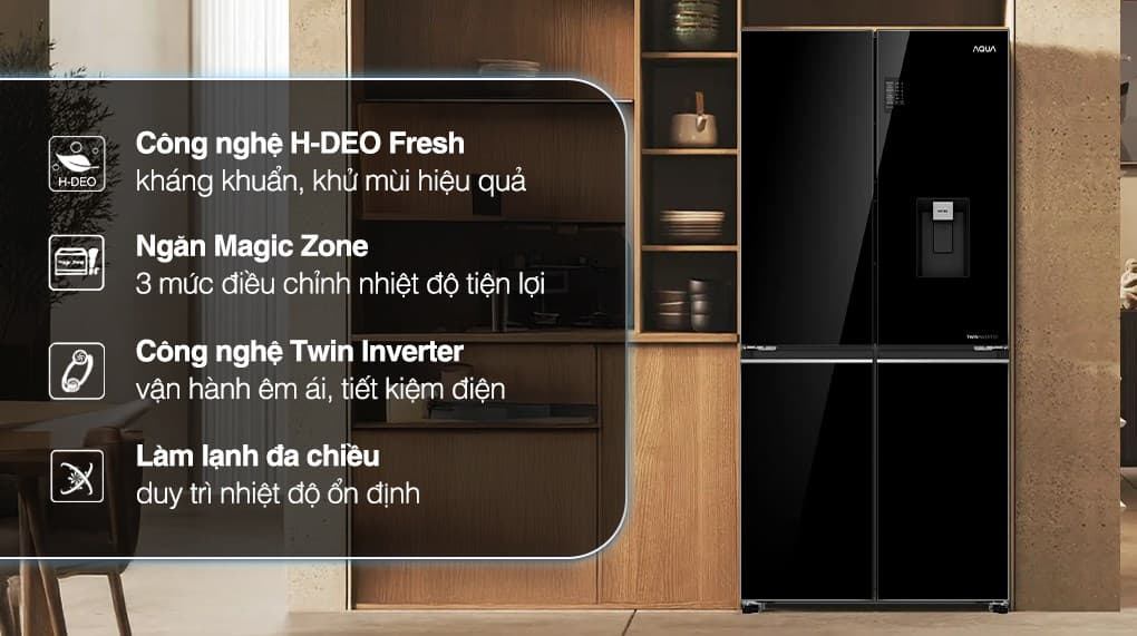 Ảnh Tủ lạnh Aqua Inverter 469 lít Multi Door AQR-M536XA(WGB)