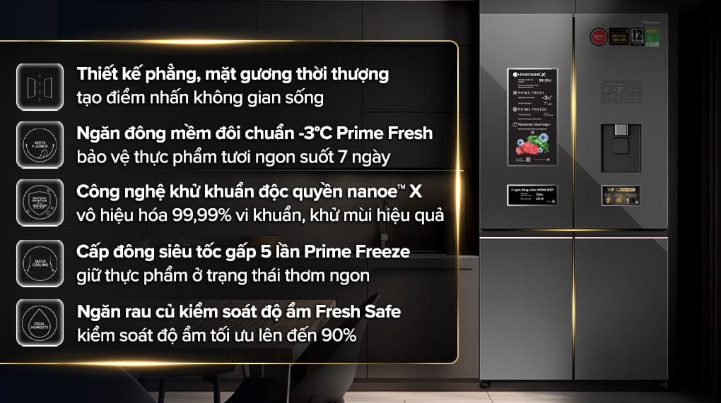Ảnh Tủ lạnh Panasonic Inverter 621 lít PRIME+ Edition Multi Door NR-XY680YMMV