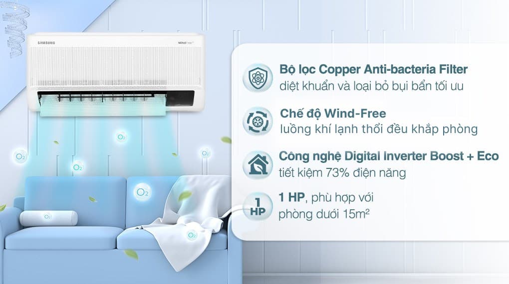 Ảnh Máy lạnh Samsung Wind-Free Inverter 1 HP AR10CYFAAWKNSV