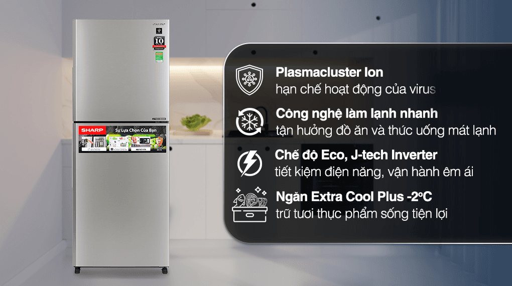 Ảnh Tủ lạnh Sharp Inverter 330 lít SJ-XP352AE-SL