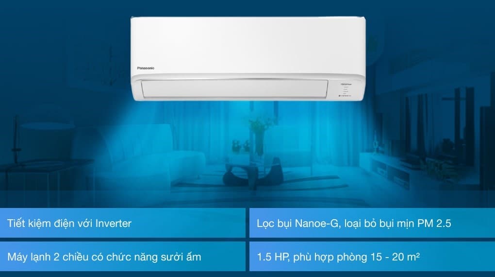Ảnh Máy lạnh 2 chiều Panasonic Inverter 1.5 HP CU/CS-YZ12WKH-8