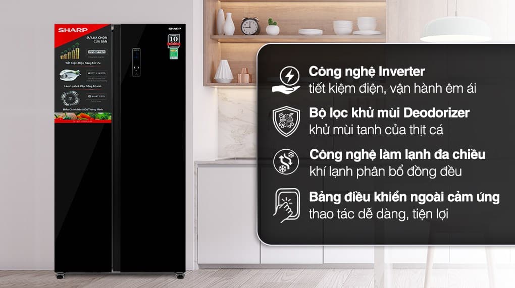 Ảnh Tủ lạnh Sharp Inverter 442 lít Side By Side SJ-SBX440VG-BK