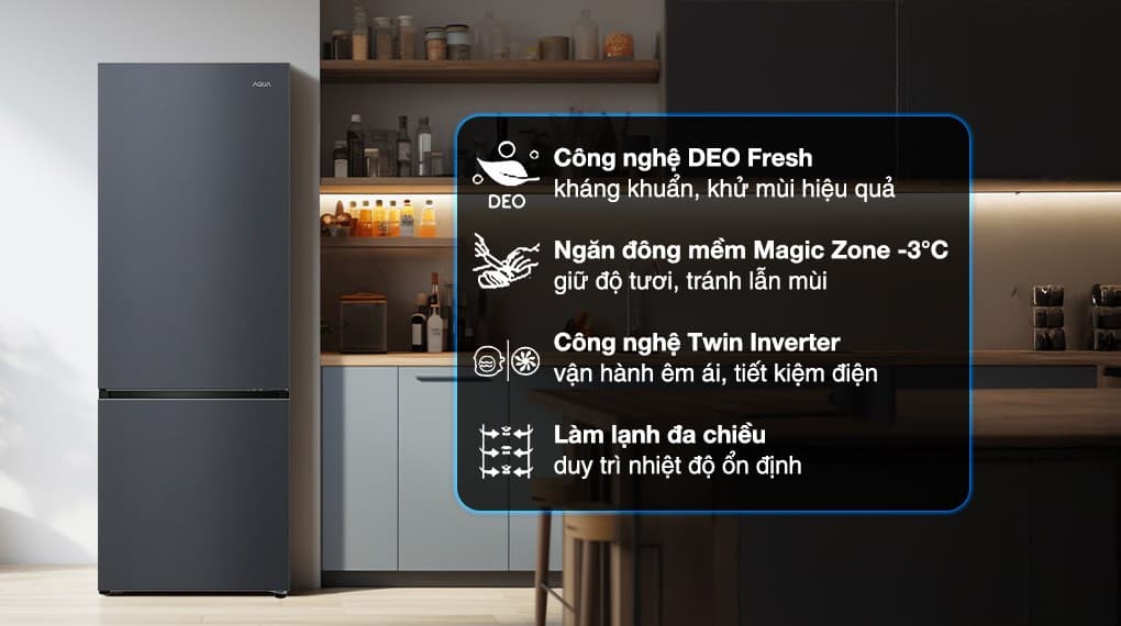 Ảnh Tủ lạnh Aqua Inverter 292 lít AQR-B360MA(SLB)