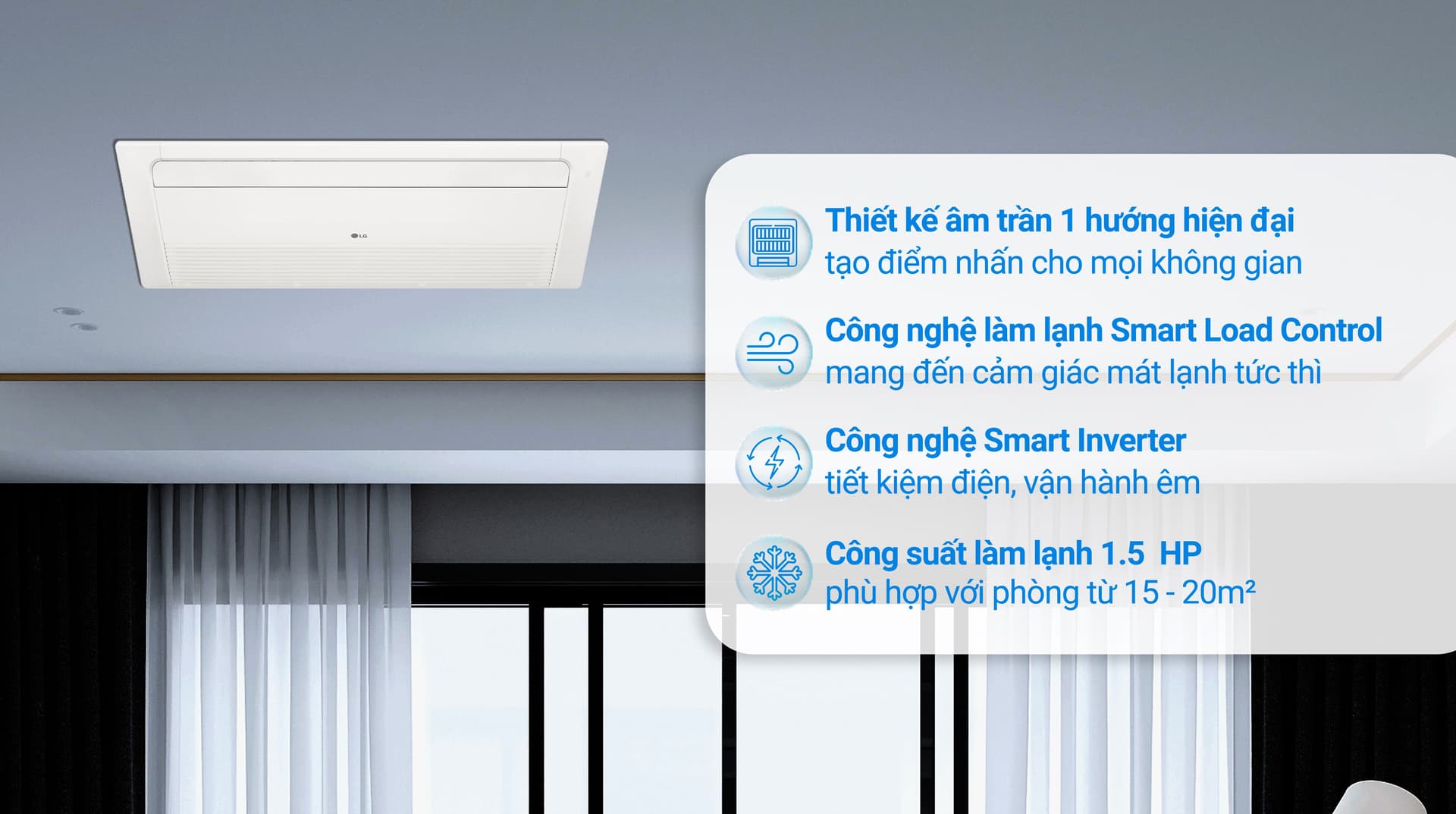 Ảnh Máy lạnh âm trần 1 hướng LG Inverter 1.5 HP ZTNQ12GULA0