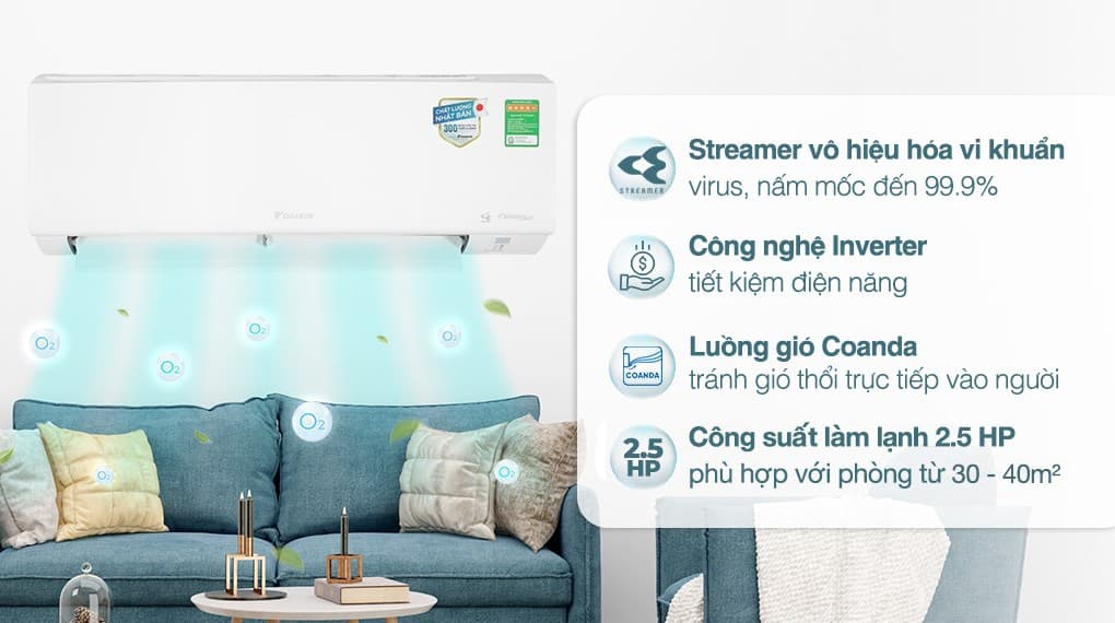 Ảnh Máy lạnh Daikin Inverter 2.5 HP FTKF60YVMV