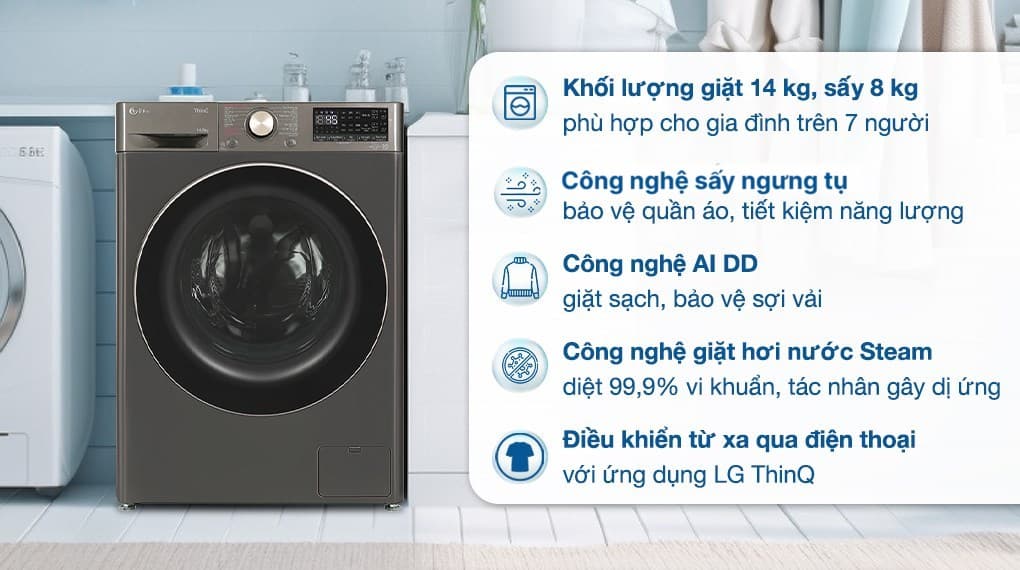 Ảnh Máy giặt sấy LG AI DD Inverter giặt 14 kg - sấy 8 kg FV1414H3BA