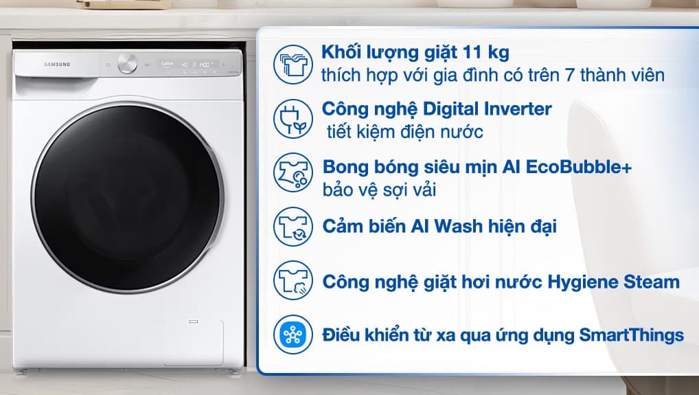 Ảnh Máy giặt Samsung AI EcoBubble Inverter 11 kg WW11CGP44DSHSV
