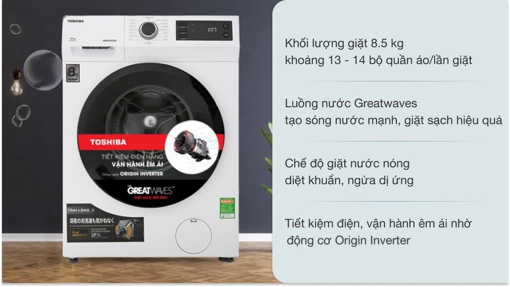Ảnh Máy giặt Toshiba Inverter 8.5 Kg TW-BH95S2V WK
