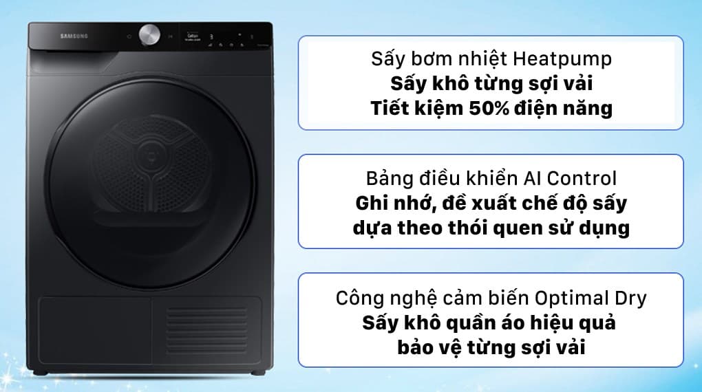 Ảnh Máy sấy bơm nhiệt Samsung 9 Kg DV90T7240BB/SV
