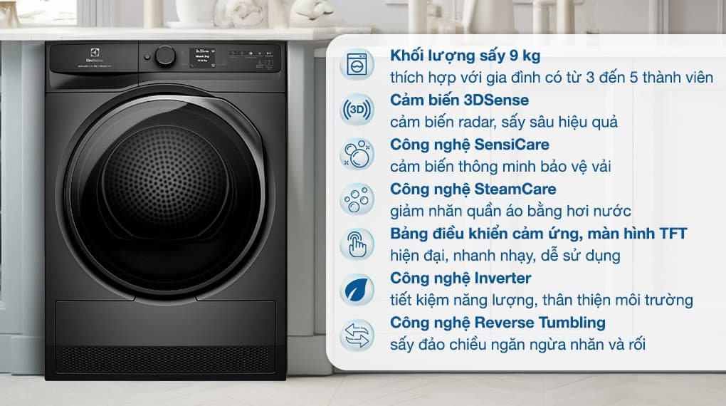 Ảnh Máy sấy bơm nhiệt Electrolux UltimateCare 9 kg EDH902R9SC