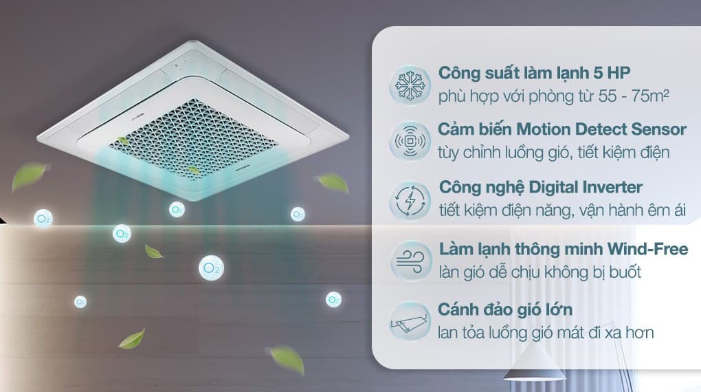 Ảnh Máy lạnh âm trần Cassette Samsung Inverter 5 HP Wind-Free AC140TN4DKC/EA