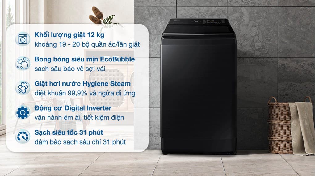 Ảnh Máy giặt Samsung Inverter 12 kg WA12CG5886BVSV