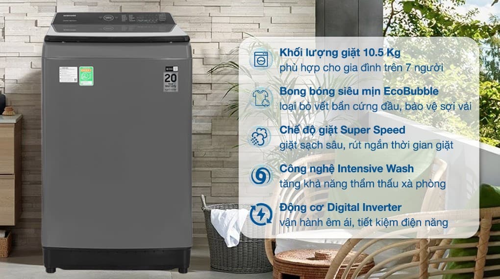 Ảnh Máy giặt Samsung Ecobubble Inverter 10.5 kg WA10CG5745BDSV