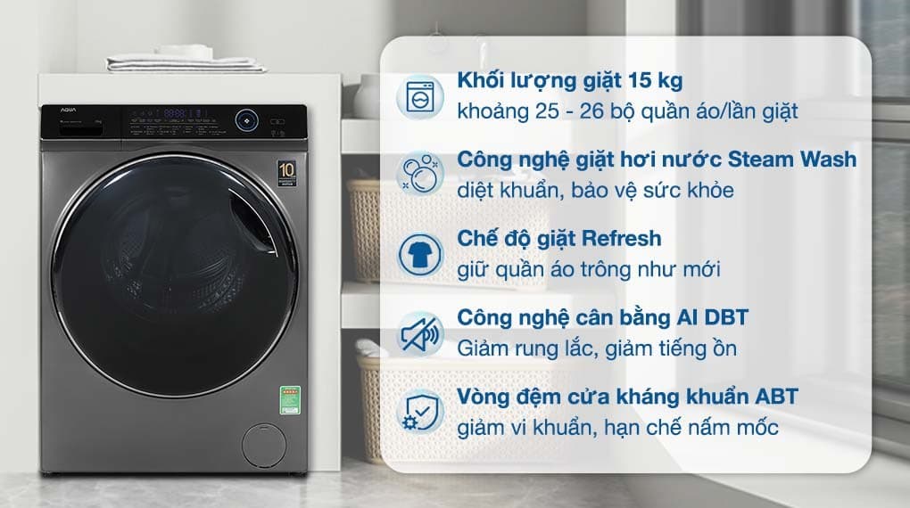 Ảnh Máy giặt Aqua Inverter 15 kg AQD-A1500H PS