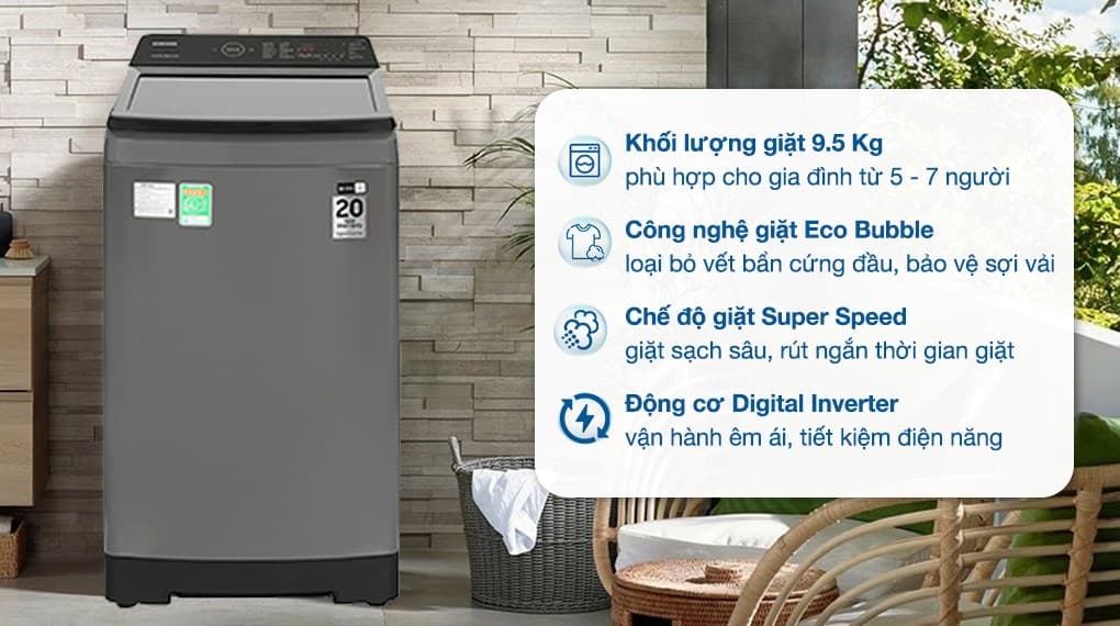Ảnh Máy giặt Samsung Inverter 9.5 kg WA95CG4545BDSV