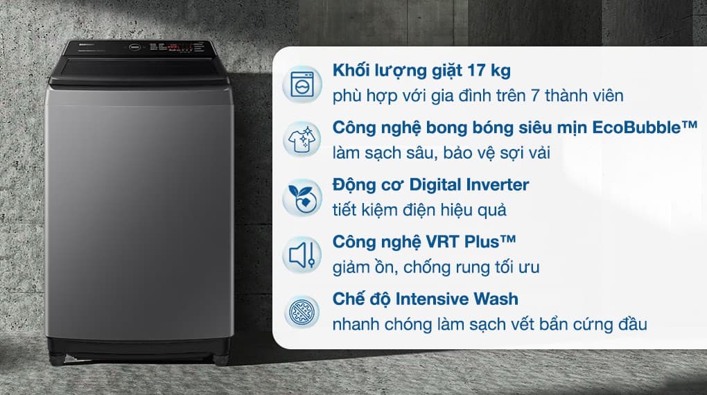 Ảnh Máy giặt Samsung Ecobubble Inverter 17 kg WA17CG6442BDSV