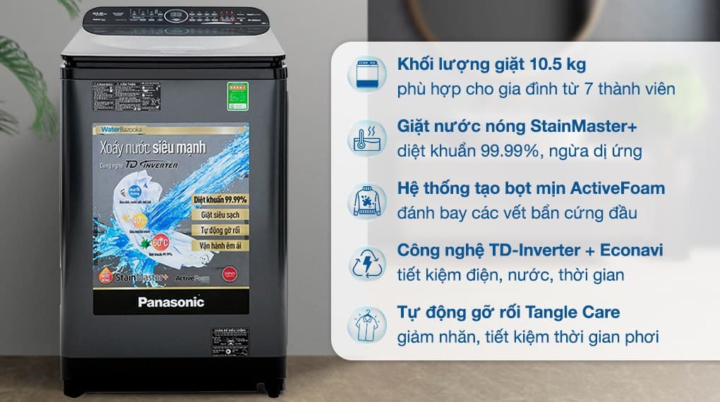 Ảnh Máy giặt Panasonic Inverter 10.5 Kg NA-FD10VR1BV