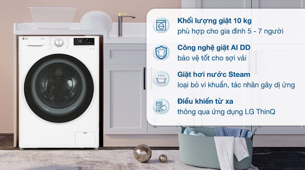 Ảnh Máy giặt LG AI DD Inverter 10 kg FV1410S4W1