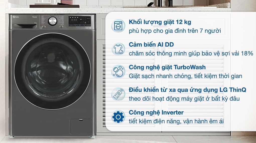 Ảnh Máy giặt LG AI DD Inverter 12 kg FV1412S3B