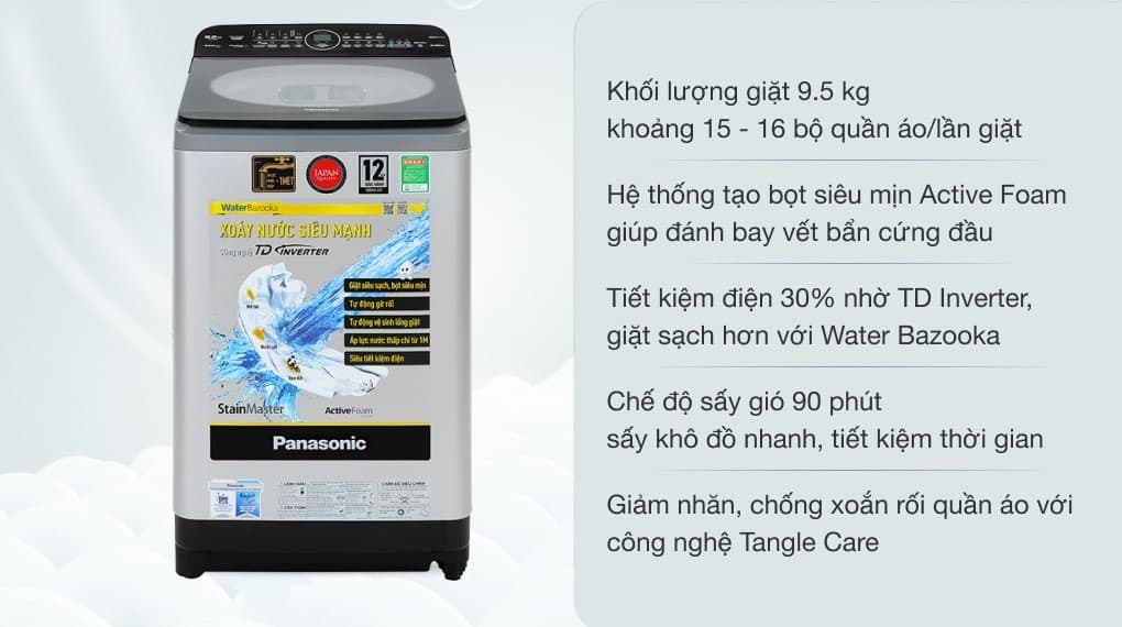 Ảnh Máy giặt Panasonic Inverter 9.5 kg NA-FD95X1LRV