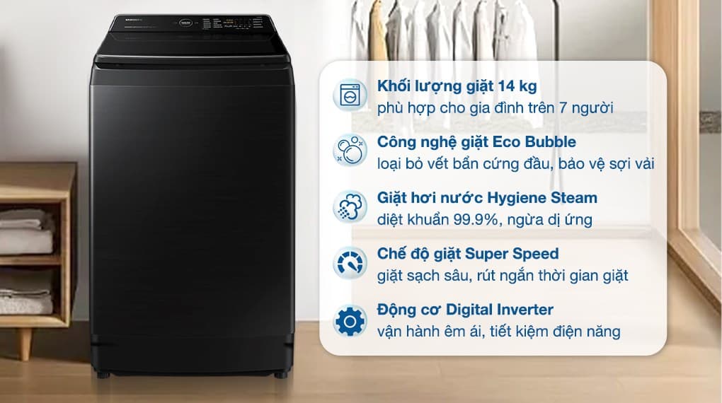 Ảnh Máy giặt Samsung Inverter 14 kg WA14CG5886BVSV