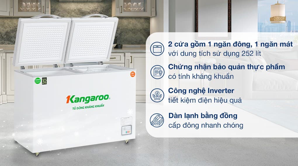 Ảnh Tủ đông Kangaroo Inverter 252 lít KGFZ400IC2
