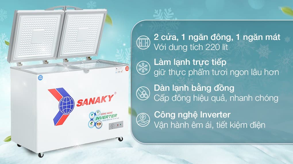 Ảnh Tủ đông Sanaky Inverter 220 lít VH-2899W3
