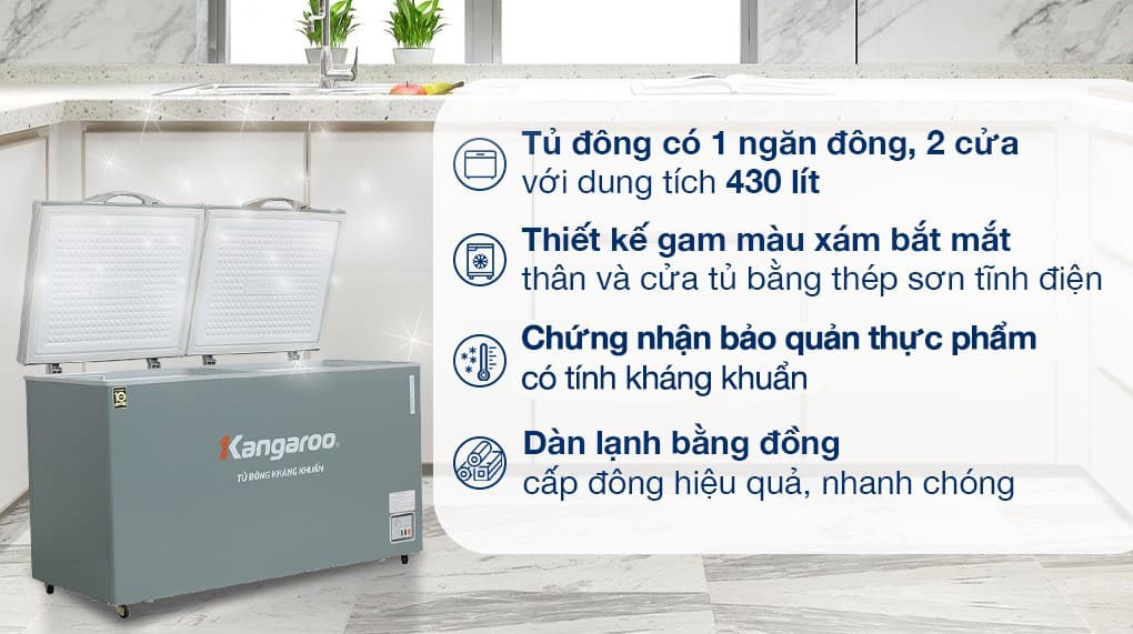 Ảnh Tủ đông Kangaroo Inverter 430 lít KGFZ490IG1