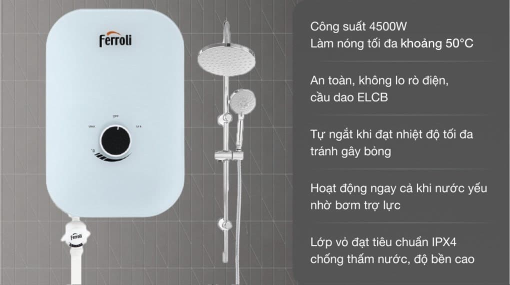 Ảnh Máy nước nóng trực tiếp Ferroli 4500W MIDO-MXP 4.5S
